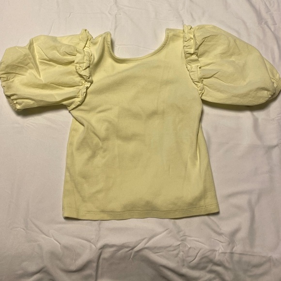 💚 Zara | Girls yellow puff sleeve ribbed top - 10 - Picture 1 of 3